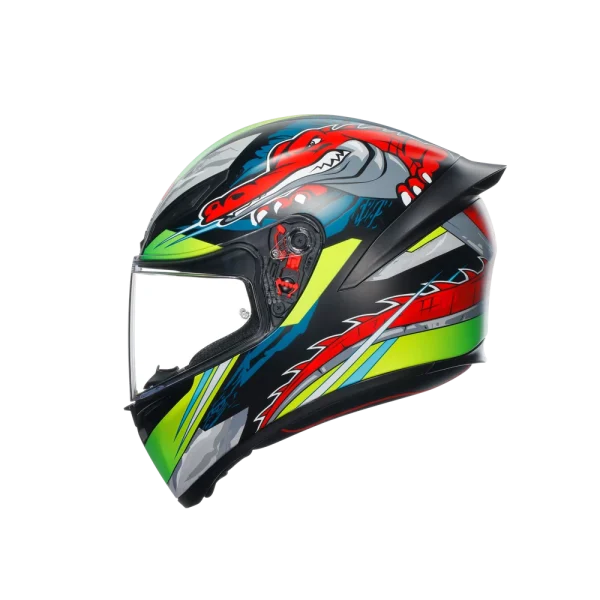 K1 S DUNDEE MATT LIME/RED - CASCO MOTO INTEGRALE E2206 - immagine 5