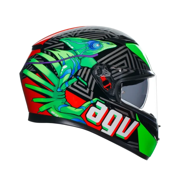 K3 KAMALEON BLACK/RED/GREEN - CASCO MOTO INTEGRALE E2206 - immagine 6