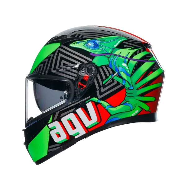K3 KAMALEON BLACK/RED/GREEN - CASCO MOTO INTEGRALE E2206 - immagine 5