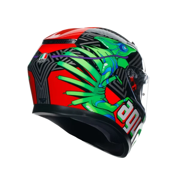 K3 KAMALEON BLACK/RED/GREEN - CASCO MOTO INTEGRALE E2206 - immagine 3