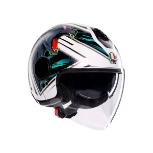 ETERES GHEPARD MATT WHITE/BLACK/GREEN - CASCO MOTO JET E2206