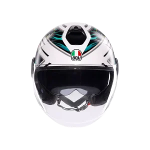 ETERES GHEPARD MATT WHITE/BLACK/GREEN - CASCO MOTO JET E2206 - immagine 3