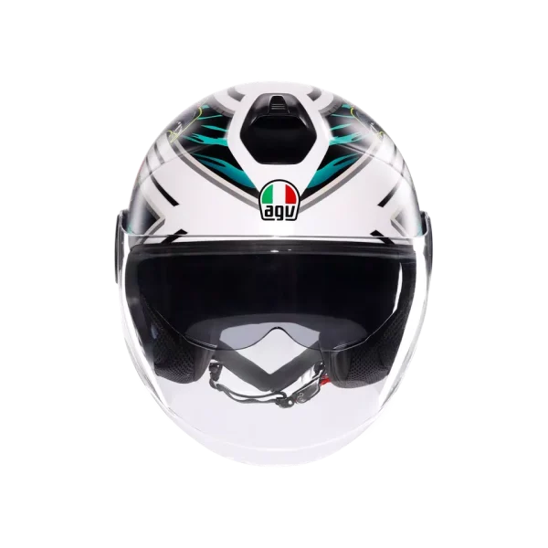ETERES GHEPARD MATT WHITE/BLACK/GREEN - CASCO MOTO JET E2206 - immagine 3