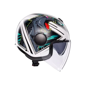 ETERES GHEPARD MATT WHITE/BLACK/GREEN - CASCO MOTO JET E2206 - immagine 4