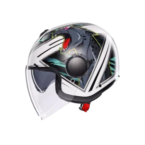 ETERES GHEPARD MATT WHITE/BLACK/GREEN - CASCO MOTO JET E2206 - immagine 5