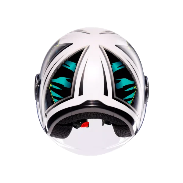 ETERES GHEPARD MATT WHITE/BLACK/GREEN - CASCO MOTO JET E2206 - immagine 6