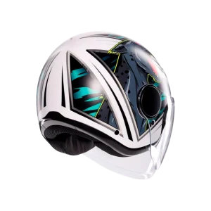 ETERES GHEPARD MATT WHITE/BLACK/GREEN - CASCO MOTO JET E2206 - immagine 7
