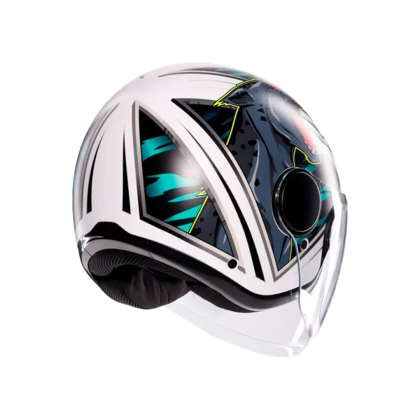 ETERES GHEPARD MATT WHITE/BLACK/GREEN - CASCO MOTO JET E2206 - immagine 7