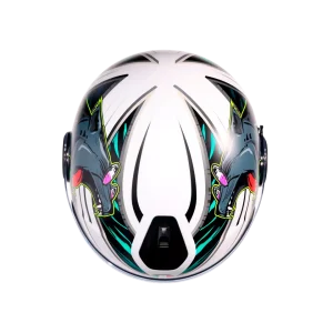 ETERES GHEPARD MATT WHITE/BLACK/GREEN - CASCO MOTO JET E2206 - immagine 8