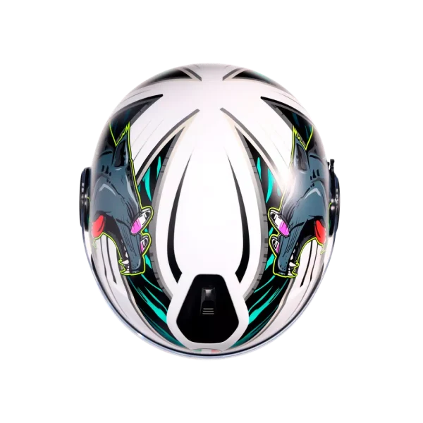 ETERES GHEPARD MATT WHITE/BLACK/GREEN - CASCO MOTO JET E2206 - immagine 8