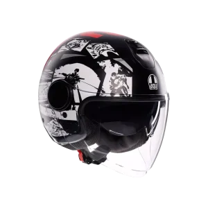 ETERES HISTORY MATT BLACK/WHITE/RED - CASCO MOTO JET E2206 - immagine 6