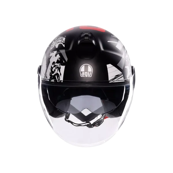 ETERES HISTORY MATT BLACK/WHITE/RED - CASCO MOTO JET E2206 - immagine 5