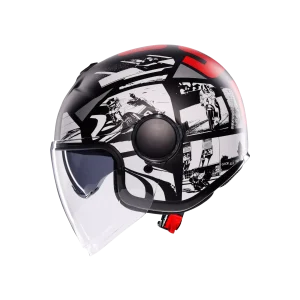ETERES HISTORY MATT BLACK/WHITE/RED - CASCO MOTO JET E2206 - immagine 3