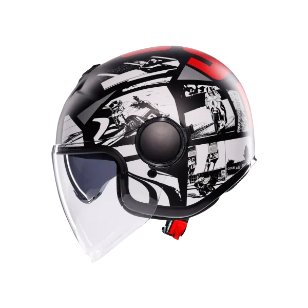ETERES HISTORY MATT BLACK/WHITE/RED - CASCO MOTO JET E2206 - immagine 3